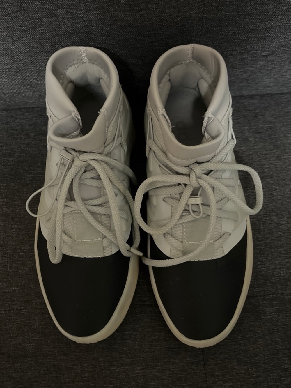 Fear of God High-Top Sneakers in Light Gray and Black